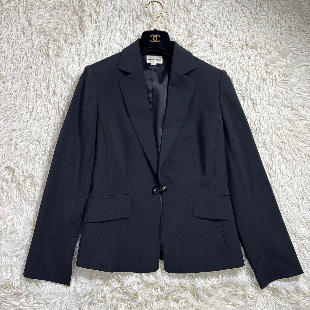 Rifanne リファンネ　スーツセットアップ　13号　ソワール　黒ストライプ