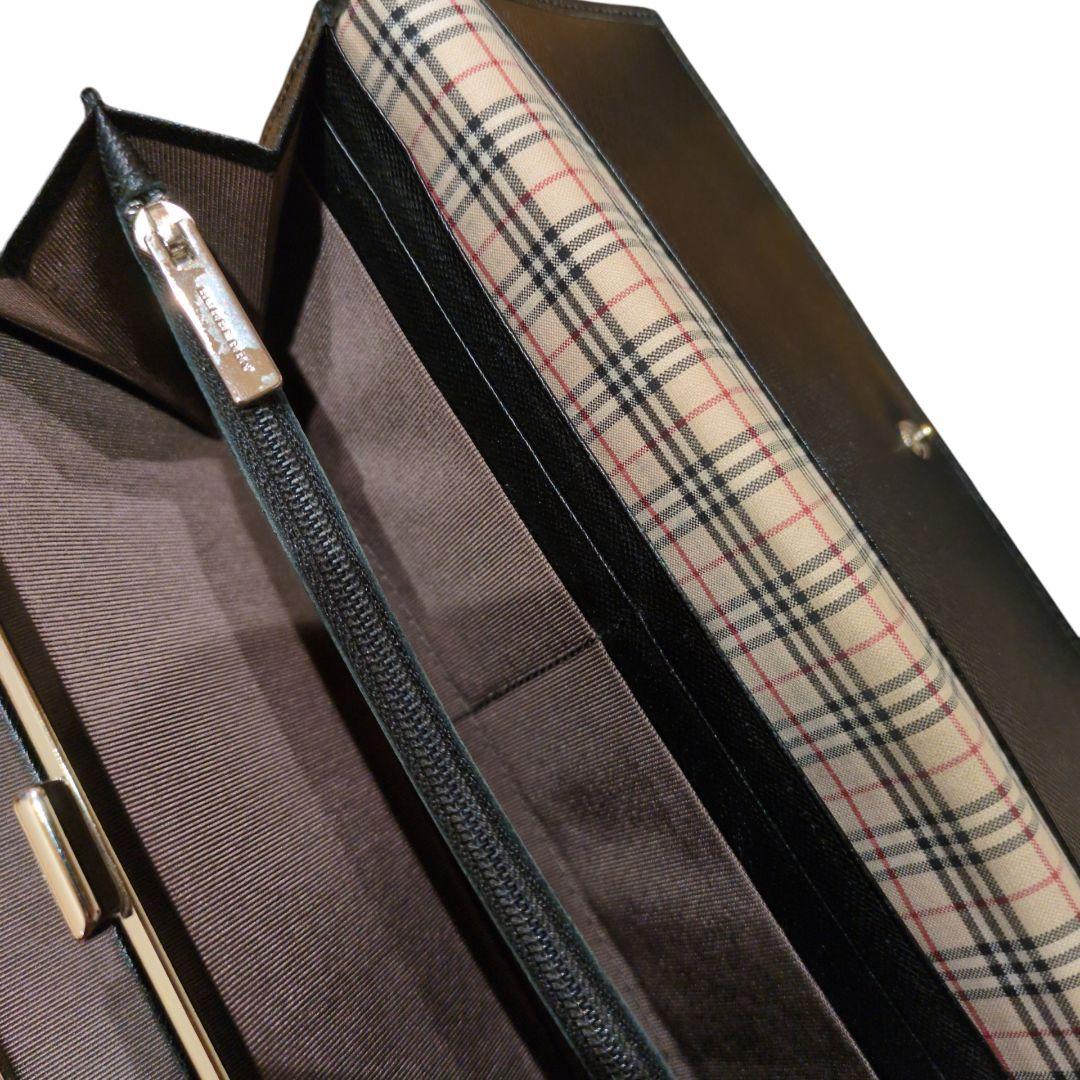 美品 BURBERRY バーバリー 長財布 ノバチェック 黒 ブラック 箱付き