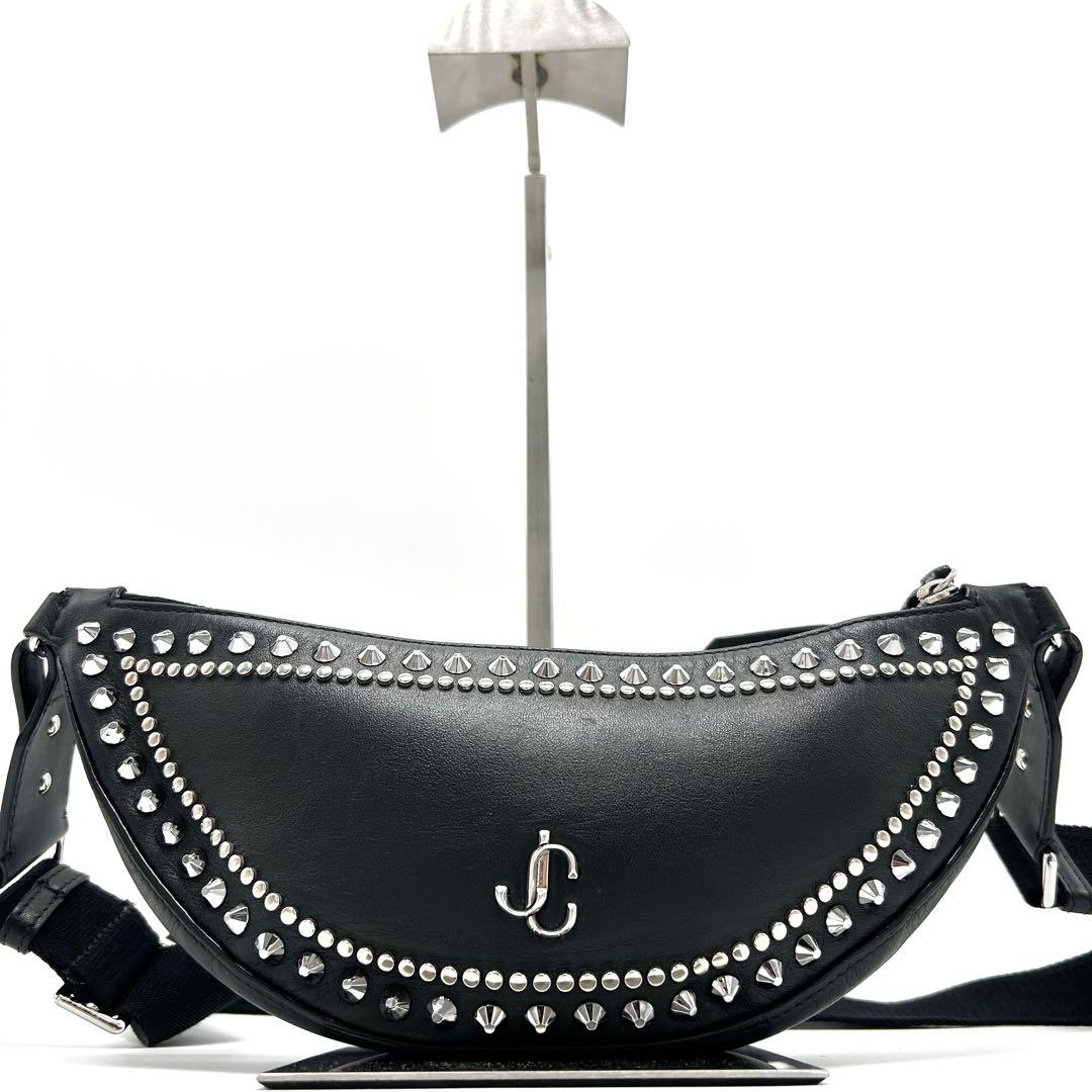 極美品 ジミーチュウ ボディバッグ スタッズ JCロゴ レザー 三日月 ムーン