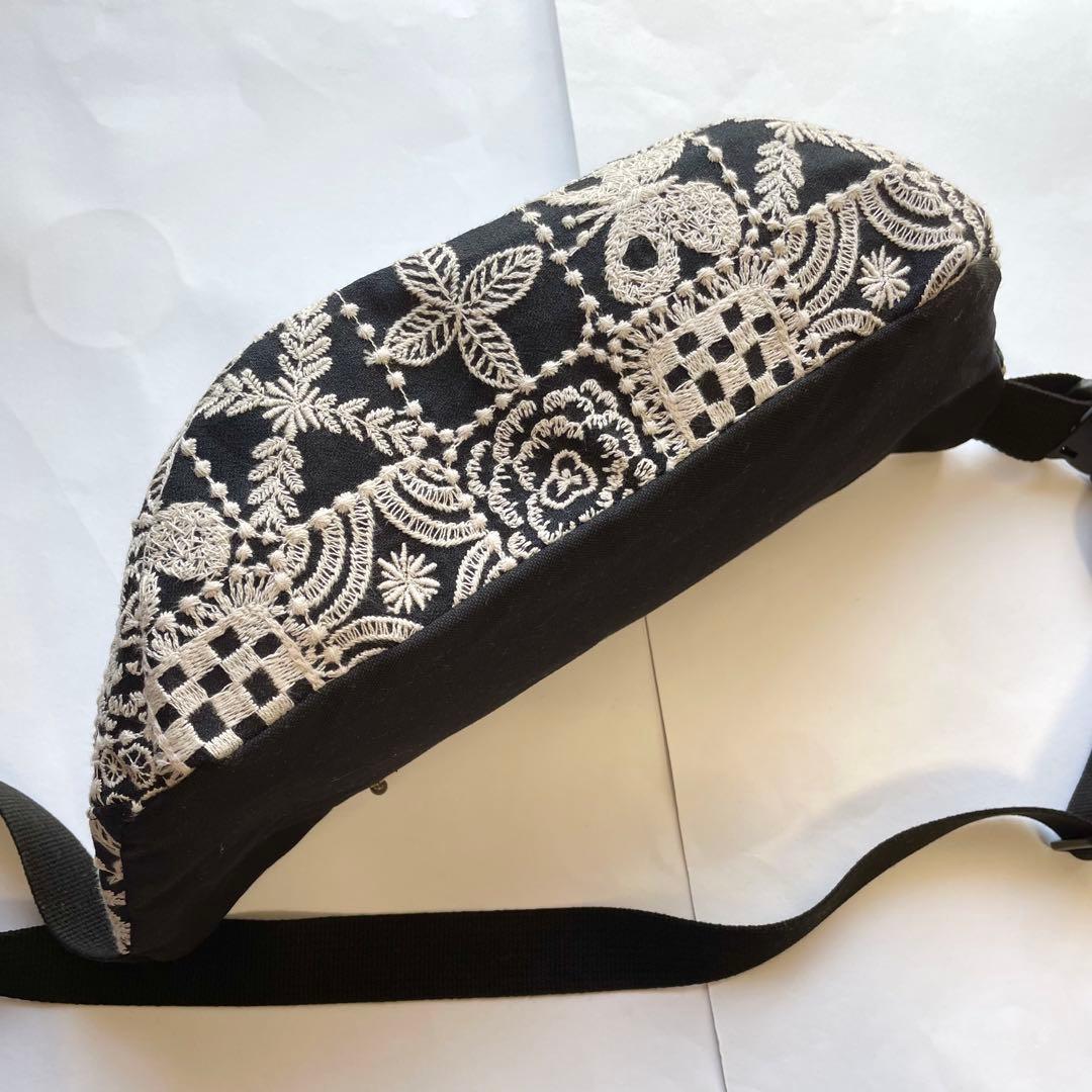 ミナペルホネン フォレストタイルダークネイビー　ハンドメイドボディバッグ