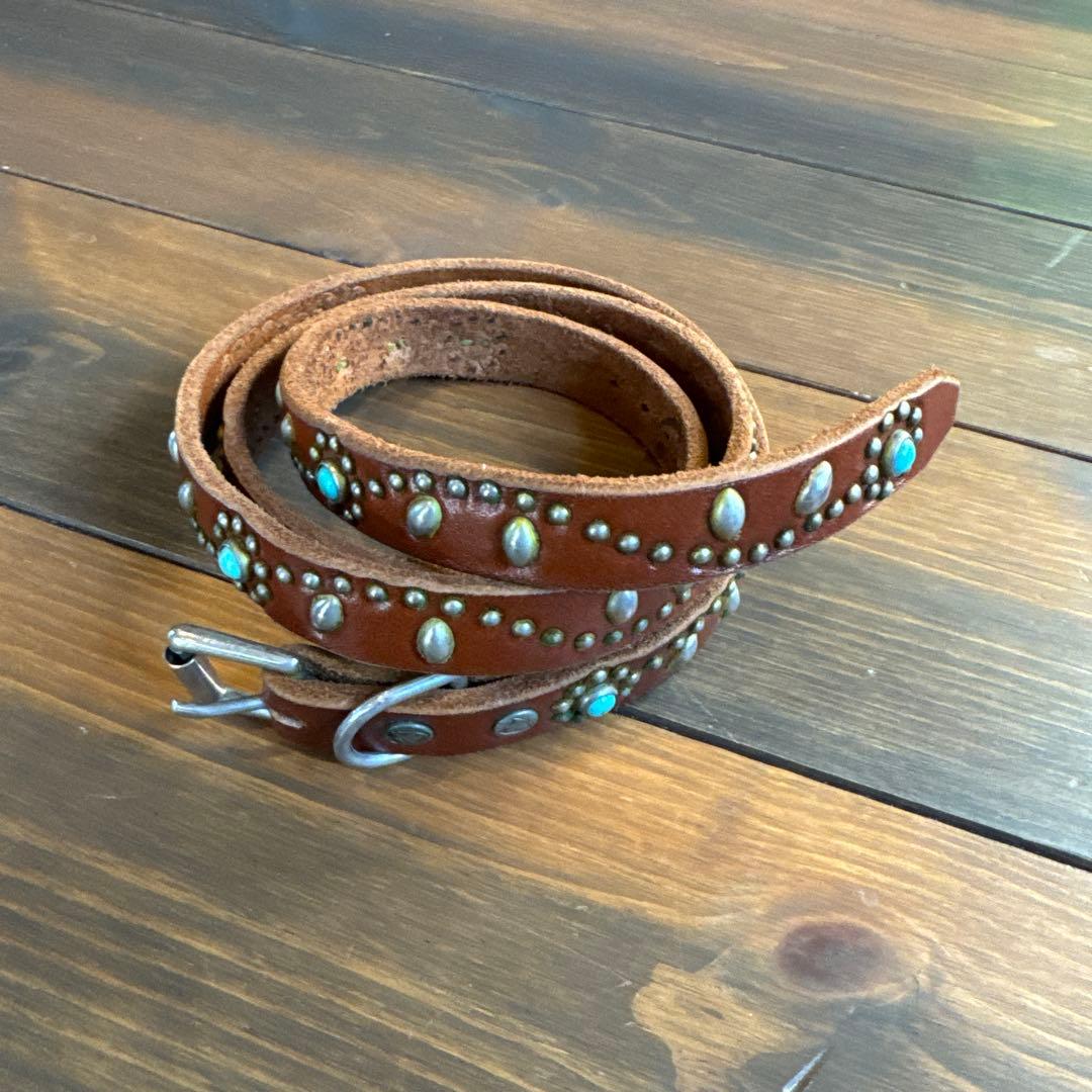 HTCベルト 0.75inch幅　ブラウン×ターコイズ　34インチ 美中古