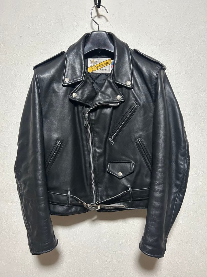 Schott ライダースジャケット　ダブル　本革　618 黒　42
