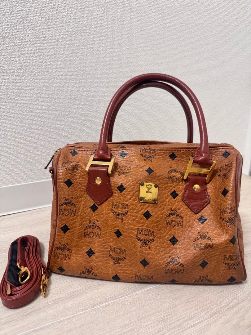 MCM ボストンバッグ ブラウンレザー