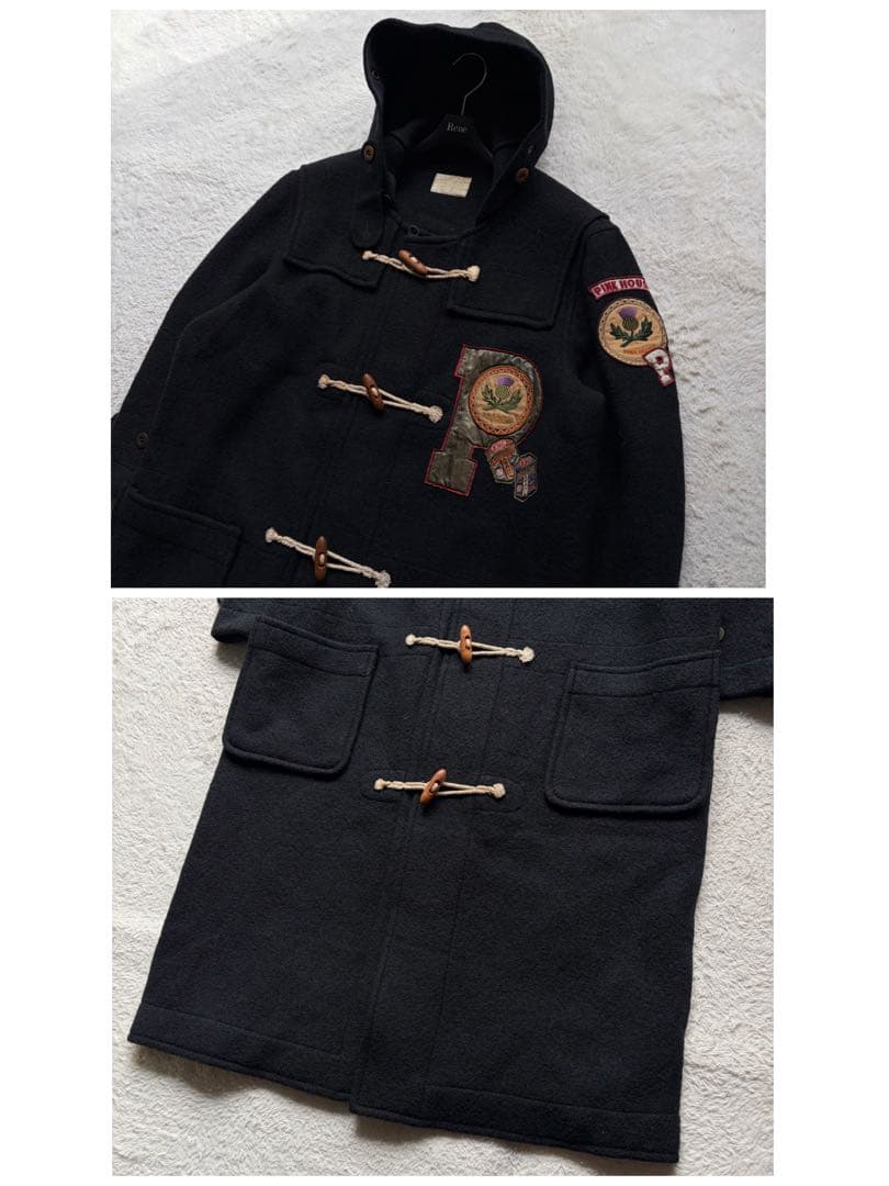 【極美品】ピンクハウス ダッフルコート ロング丈 ロゴワッペン トグル ブラック
