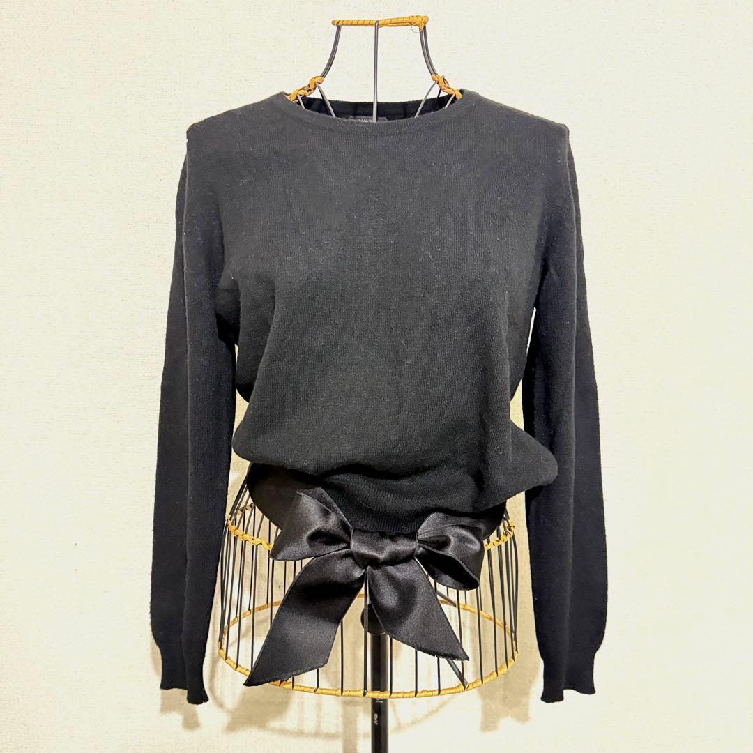 CHANEL ヴィンテージ リボン付き カシミヤニット 長袖 カットソー