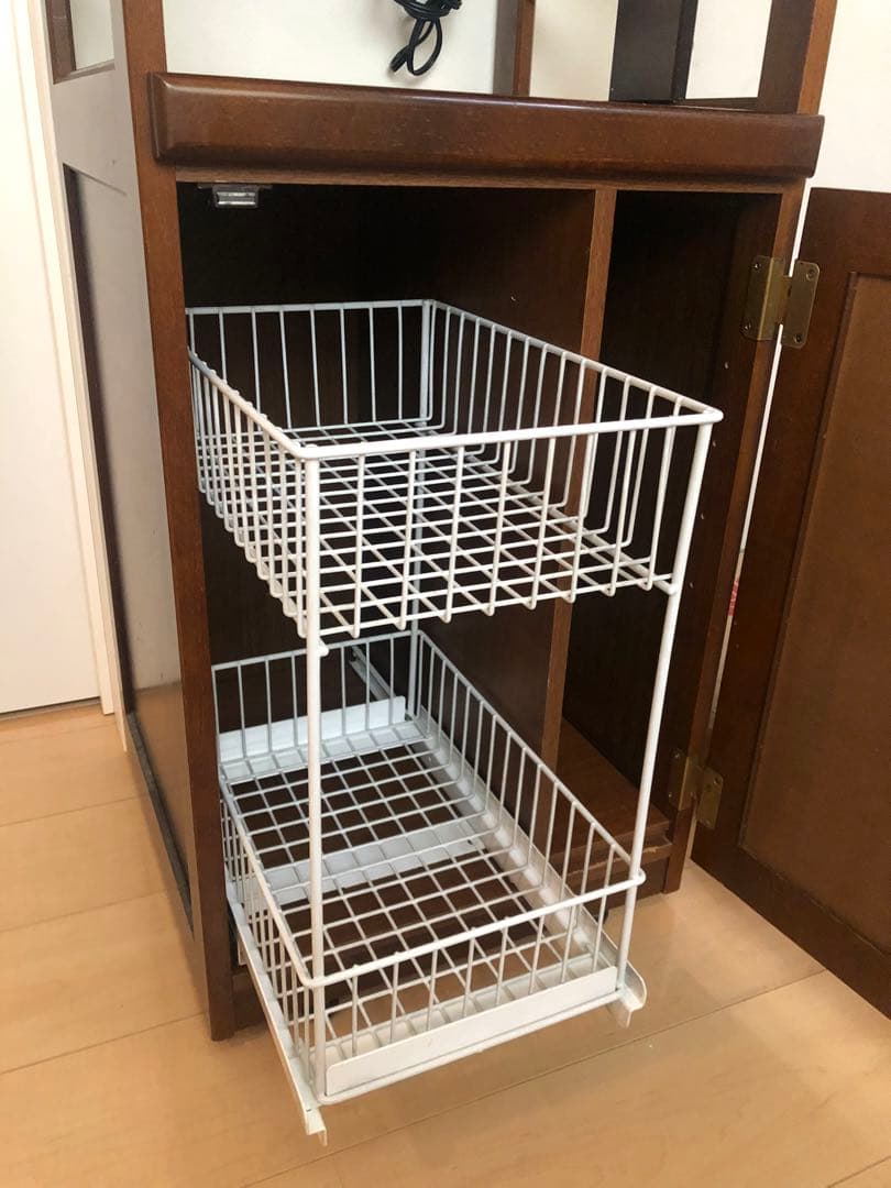 Kazカリモク　キッチンラック レンジ/炊飯器棚44x105x45