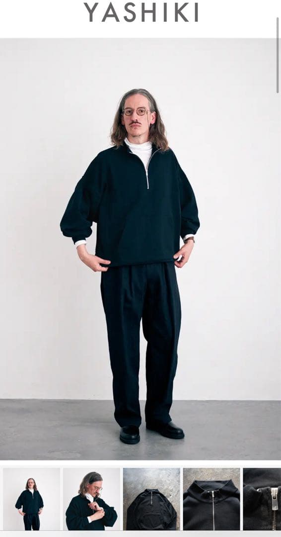 トップス YASHIKI Harukaze Half Zip Knit(BLACK)