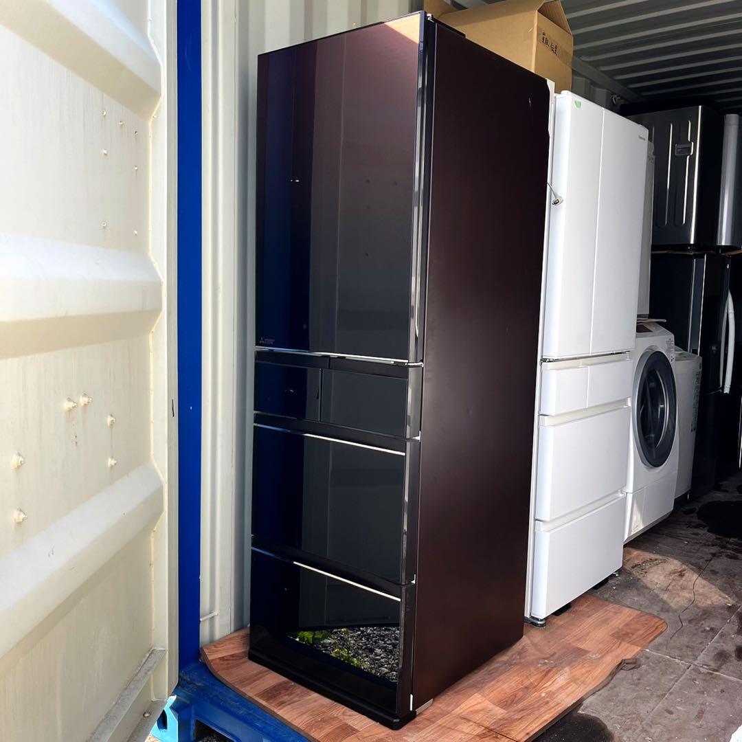 取付無料！三菱チルドルーム搭載おしゃれブラウンインテリア5ドア冷蔵庫！洗濯機