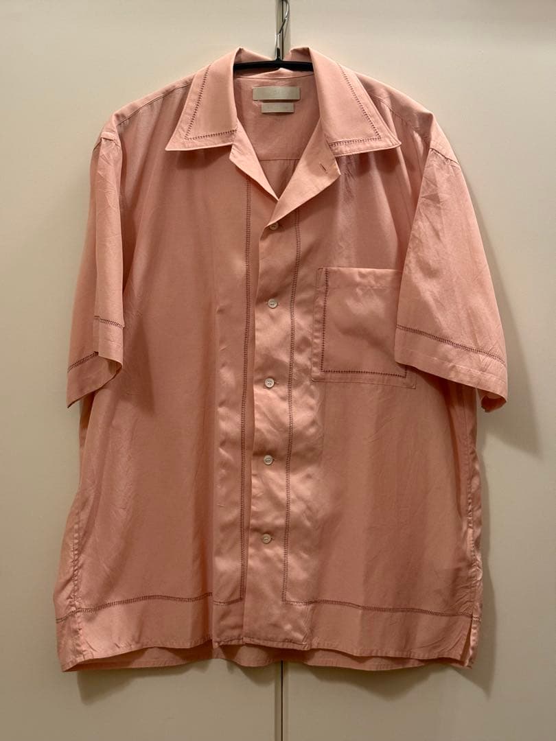 トップス YOKE EMBROIDAREY OPEN COLLAR SHIRT