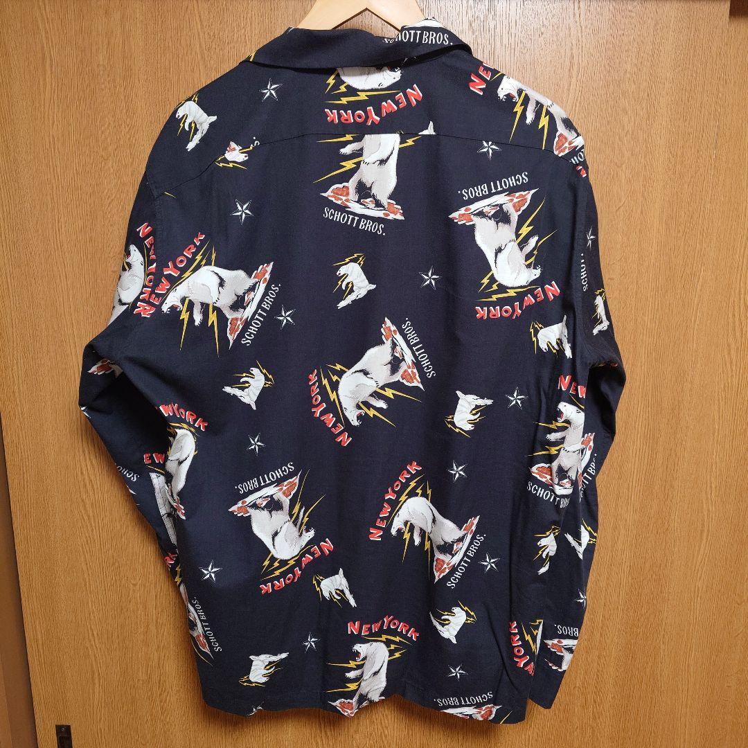 Schott XL 長袖 シャツ レーヨン 総柄