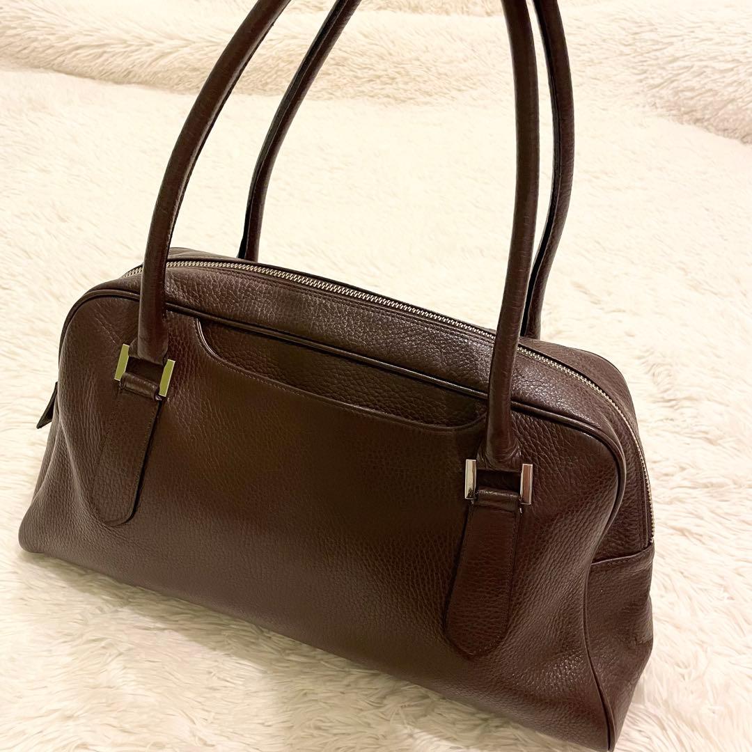 良品★SOMES SADDLE ミニボストンバッグ シボレザー ダークブラウン