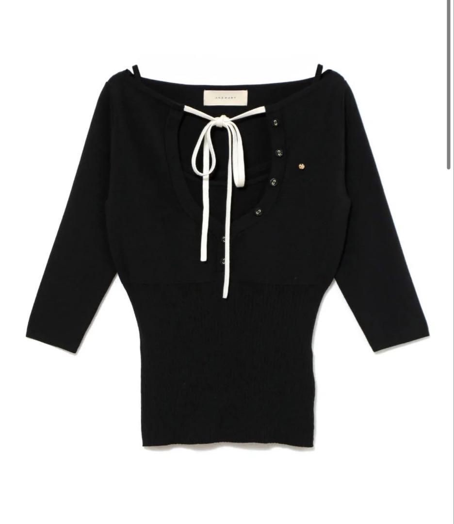 トップス andmary Hein ribbon knit tops black