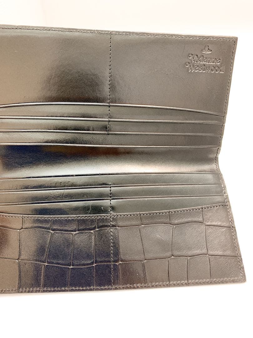 【新品】ヴィヴィアンウエストウッド かぶせ長財布 札入 クロコ オーブピン 黒