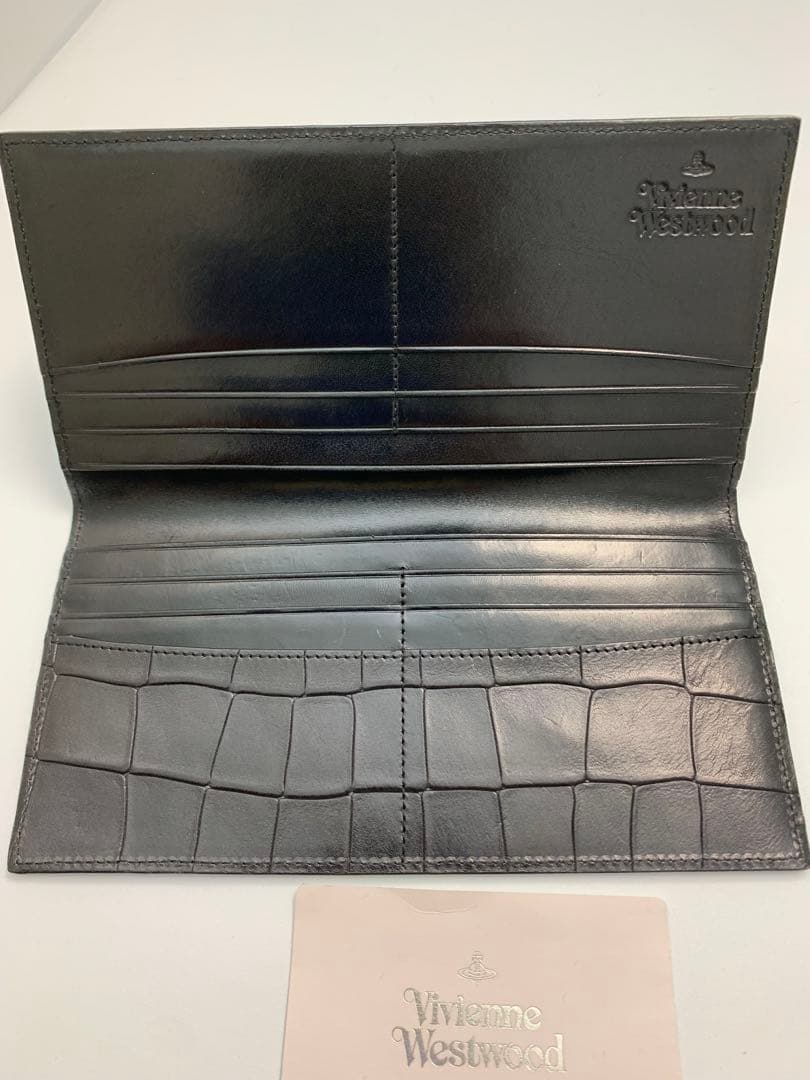 【新品】ヴィヴィアンウエストウッド かぶせ長財布 札入 クロコ オーブピン 黒