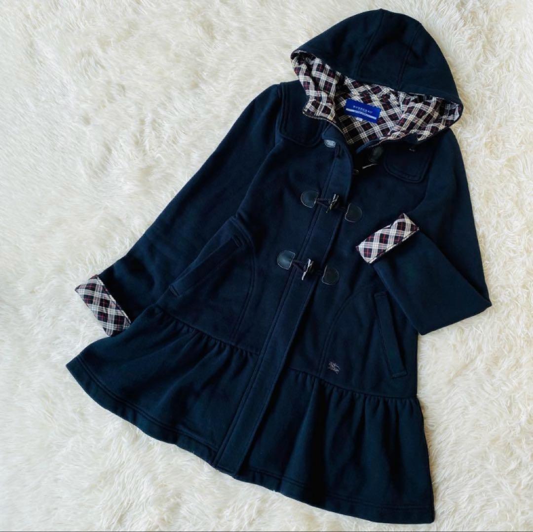 バーバリーブルーレーベル ぺプラムダッフルコート 裏起毛スエット ホースロゴ