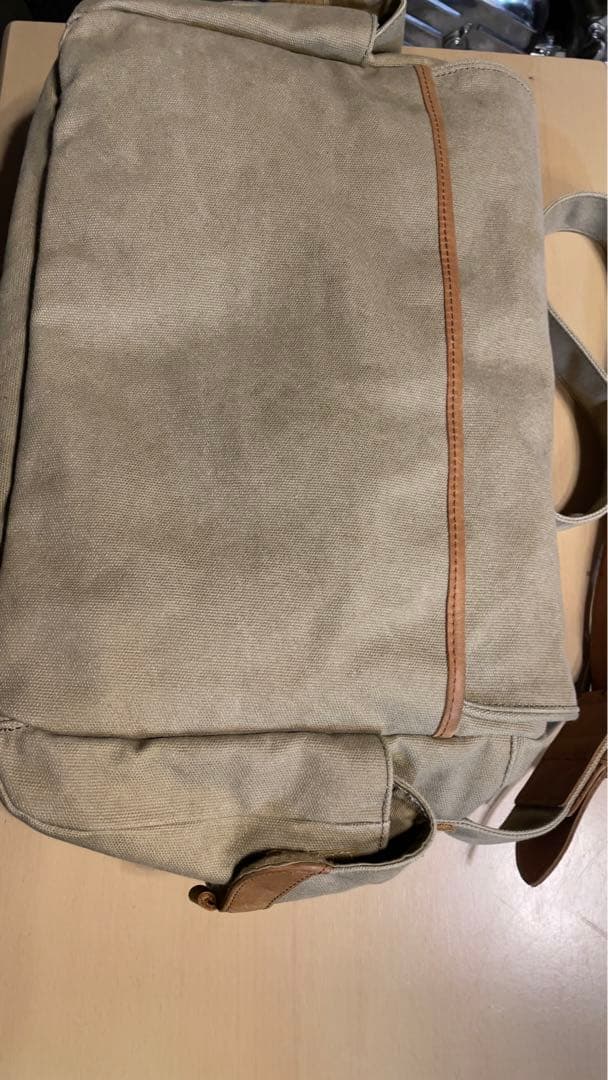 LLbean ベージュ キャンバス レザー メッセンジャーバッグ