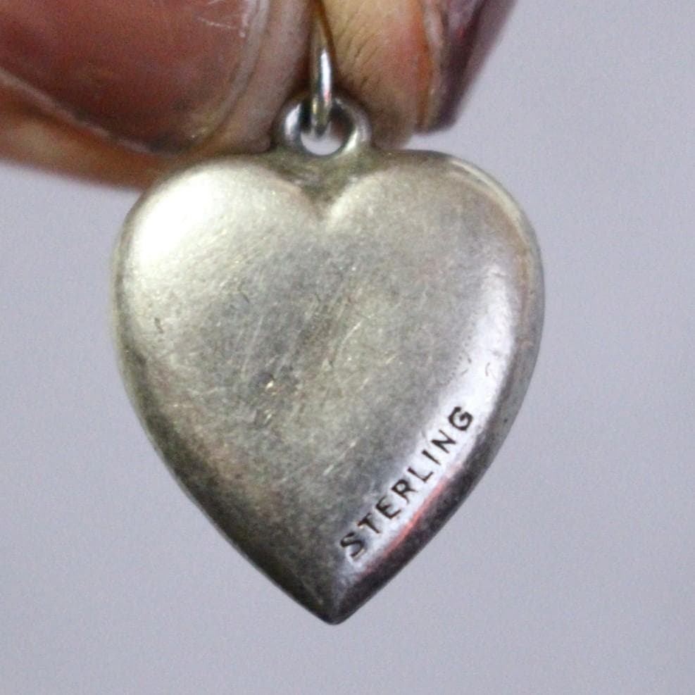 40s　スウィートハートジュエリー　WW2　シルバー　チャーム　勿忘草　両想い