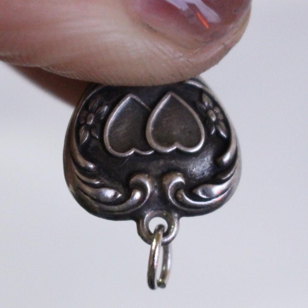 40s　スウィートハートジュエリー　WW2　シルバー　チャーム　勿忘草　両想い