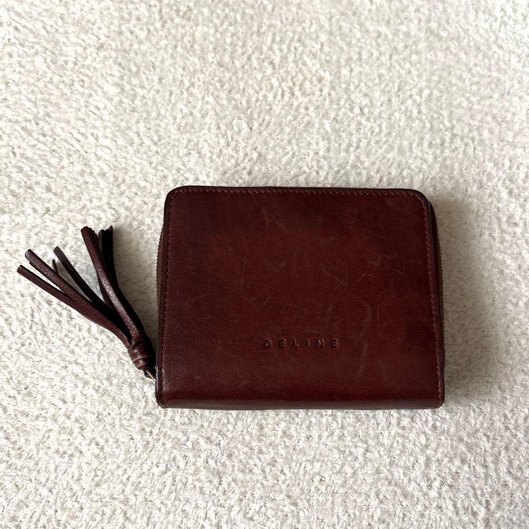 CELINE ブラウン 二つ折り財布 タッセル付き
