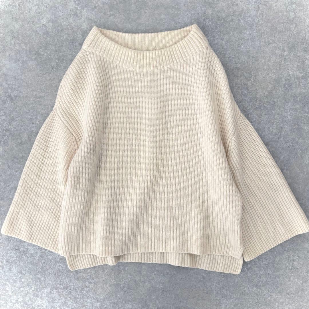 美品 ドゥーズィエムクラス アゼワイドスリーブセーター ウール ホワイト 白