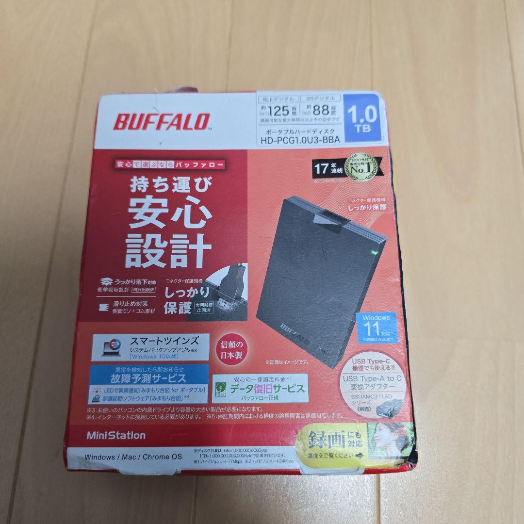 BUFFALO 1.0TBポータブルハードディスク HD-PG1.0U3-BBA