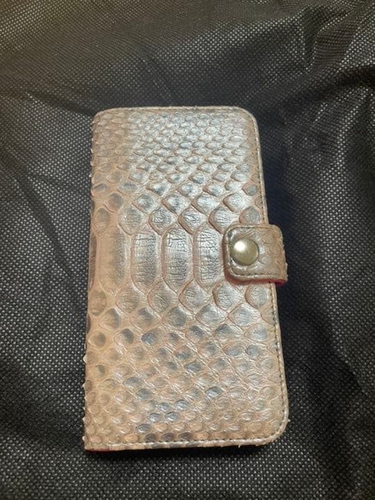 本物 蛇革 本革 iPhone 12Pro 手帳ケース ピンク