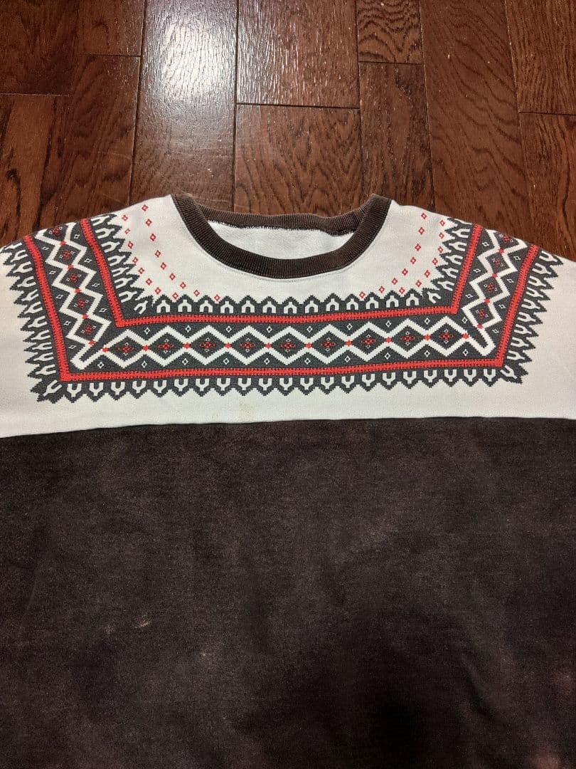 雪柄　スウェット　古着　フェード　不明