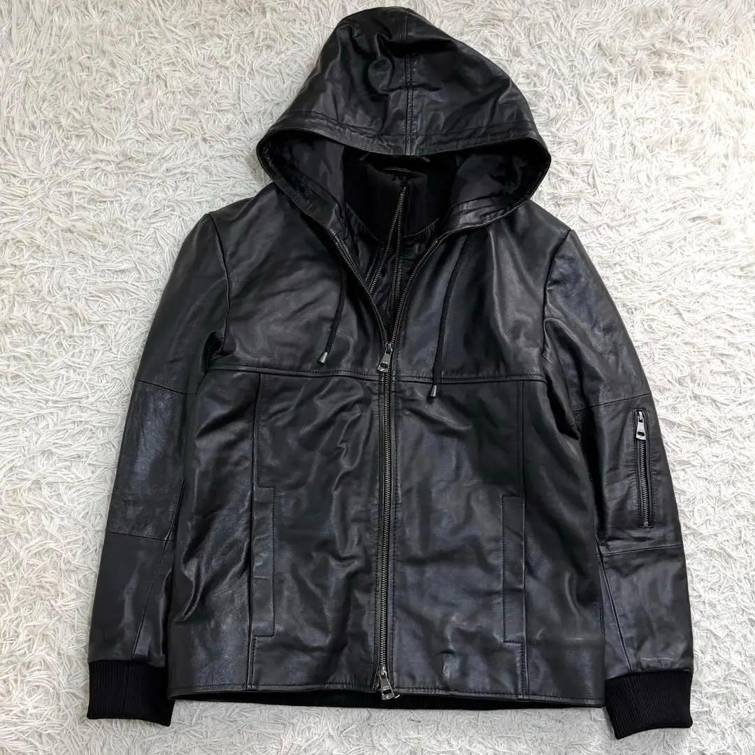 16205✨AKM レザージャケット ブルゾン/M/羊革/ラムレザー ブラック