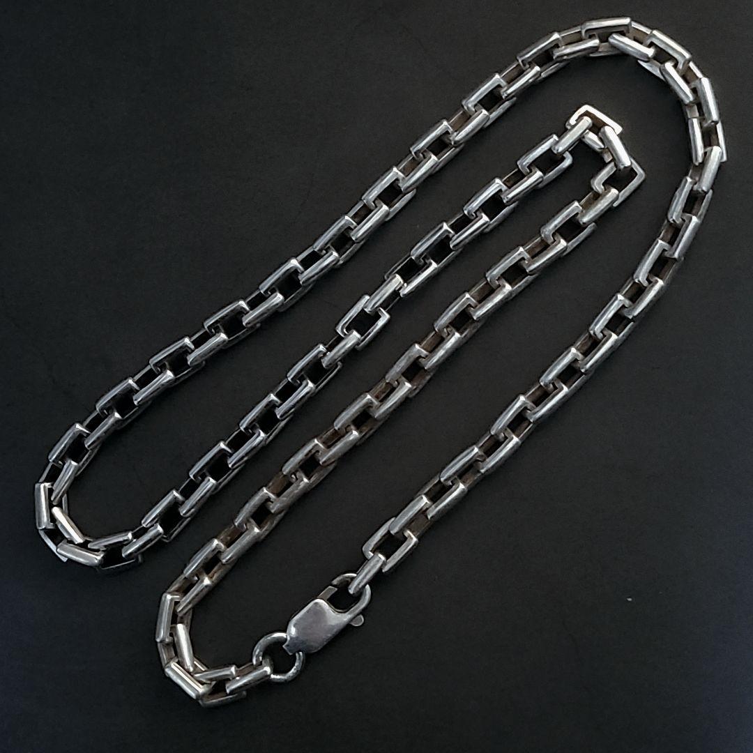 シルバー925 極太あずきチェーン スクエア 全長50cm チェーン幅5.5mm