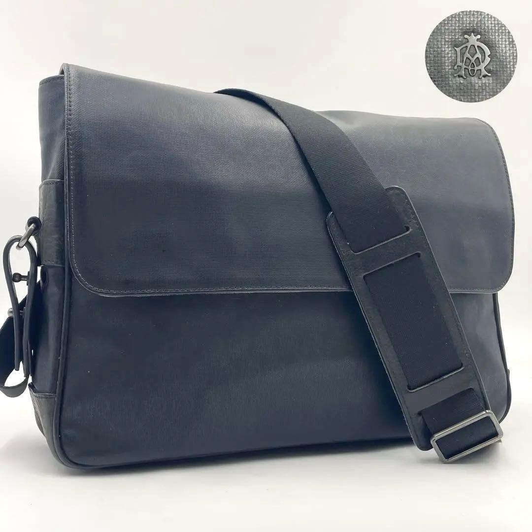 【美品】ダンヒル ショルダーバッグ メッセンジャー シャドウADモノグラム 黒