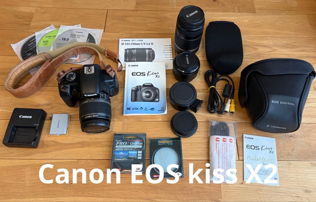 【美品】Canon EOS KISS X2 標準、望遠、マクロレンズ付き