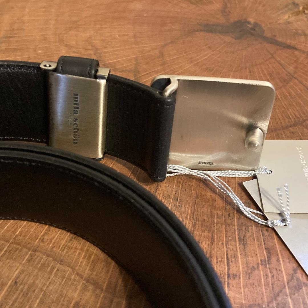 未使用タグ付き mila schon シルバー925 バックル 革ベルト