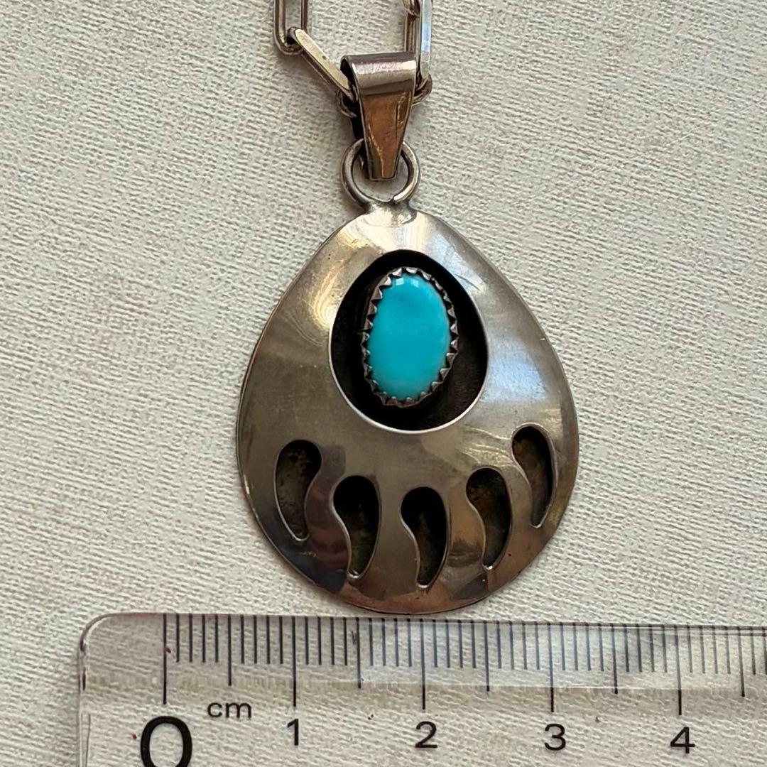 インディアンジュエリー　ナバホ族　シルバーネックレス　ターコイズ　ベアバウ