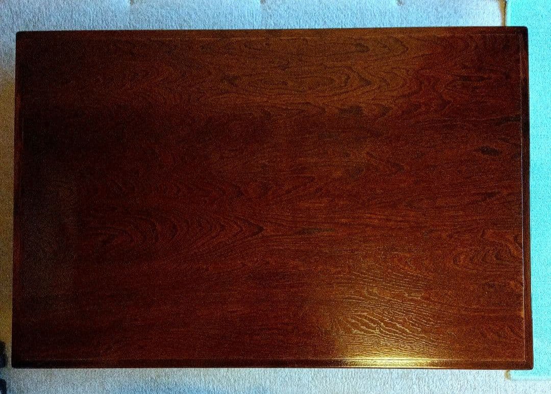 《文机》天然木（栃）柾目 90×60cm 濃い茶色　和アンティーク調　座卓　美品