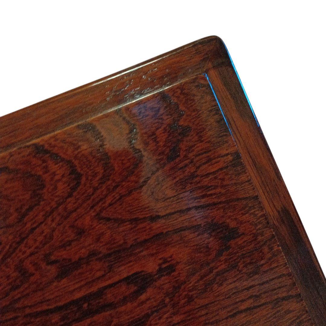 《文机》天然木（栃）柾目 90×60cm 濃い茶色　和アンティーク調　座卓　美品
