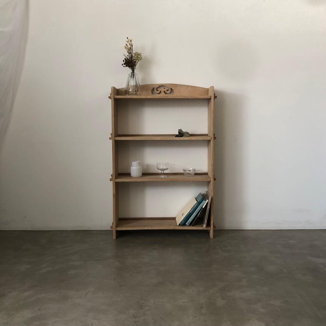 レトロ　アンティーク　古道具　古家具　剥離家具　ストリップド　本棚　食器棚