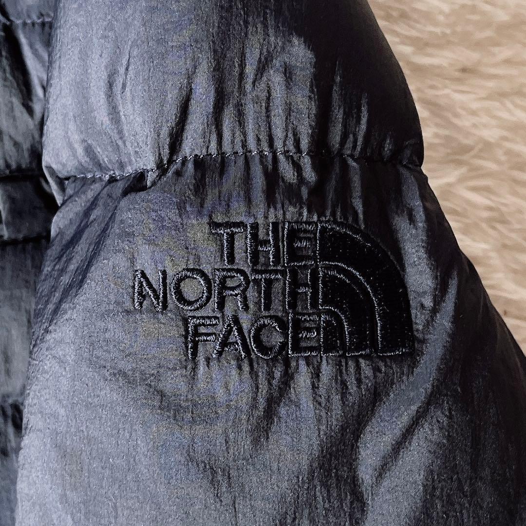 【美品】ノースフェイス ダウンコート ダウンジャケット ロゴ刺繍 紺ネイビー