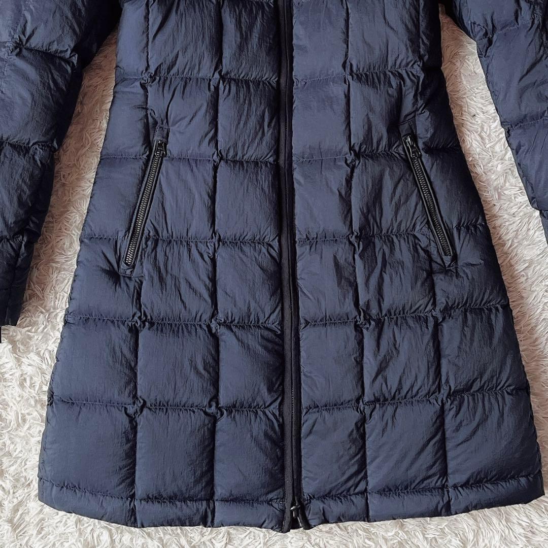 【美品】ノースフェイス ダウンコート ダウンジャケット ロゴ刺繍 紺ネイビー