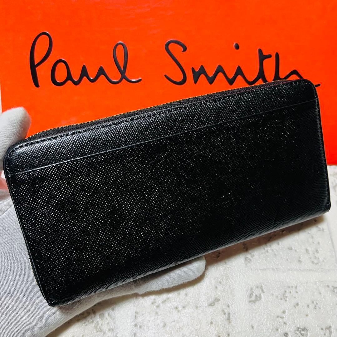良品 ポールスミス スミシーハート 長財布 ロングウォレット ブラック 9308