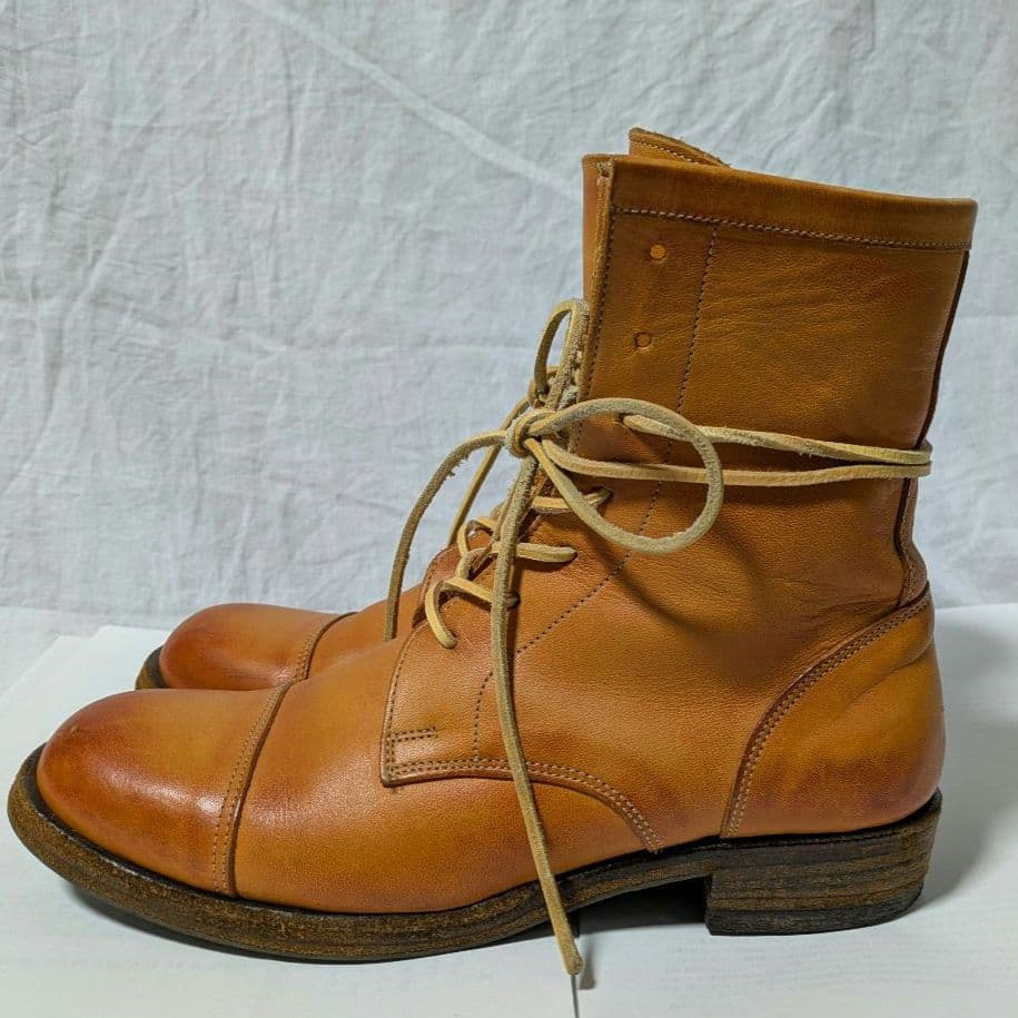【MOTO】レースアップブーツ　編み上げブーツ　レザーブーツ　24cm相当