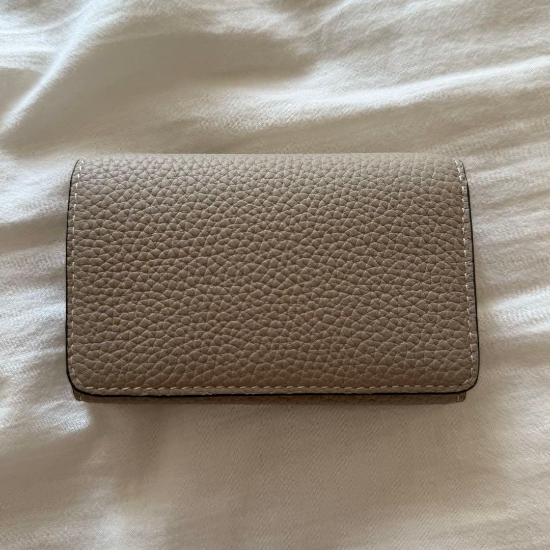 極美品 ボナベンチュラ カードケース 名刺入れ グレージュ シュリンクレザー