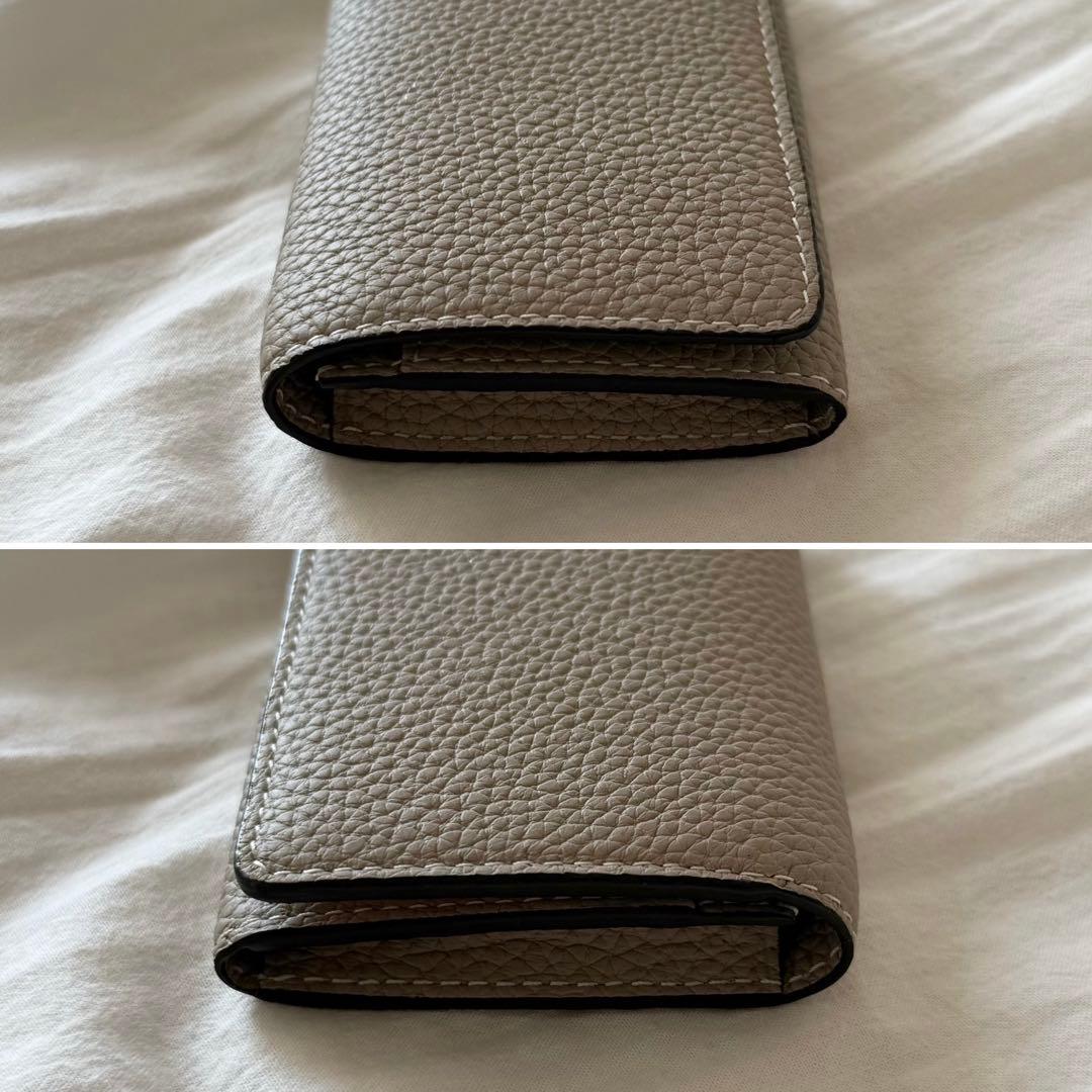 極美品 ボナベンチュラ カードケース 名刺入れ グレージュ シュリンクレザー