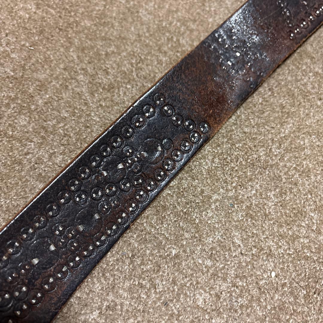 34inch HTC ウイング レザー スタッズベルト　茶芯　ブラック