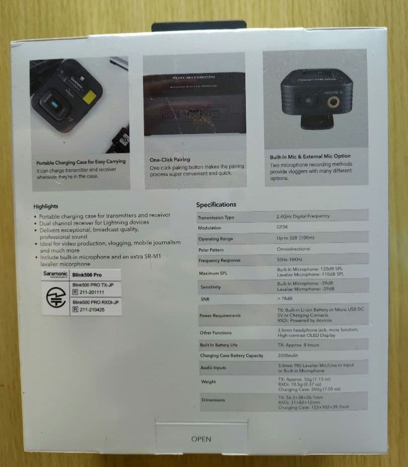 Saramonic Blink 500 PRO シリーズ B3 ワイヤレスマイク