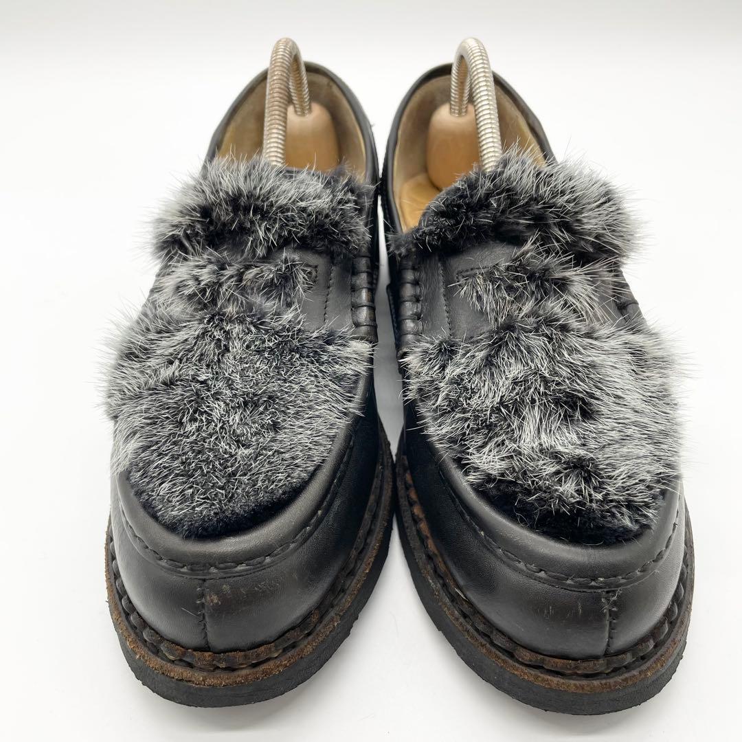 Paraboot ORSAY オルセー ミンクファー ローファー 革靴 黒 24