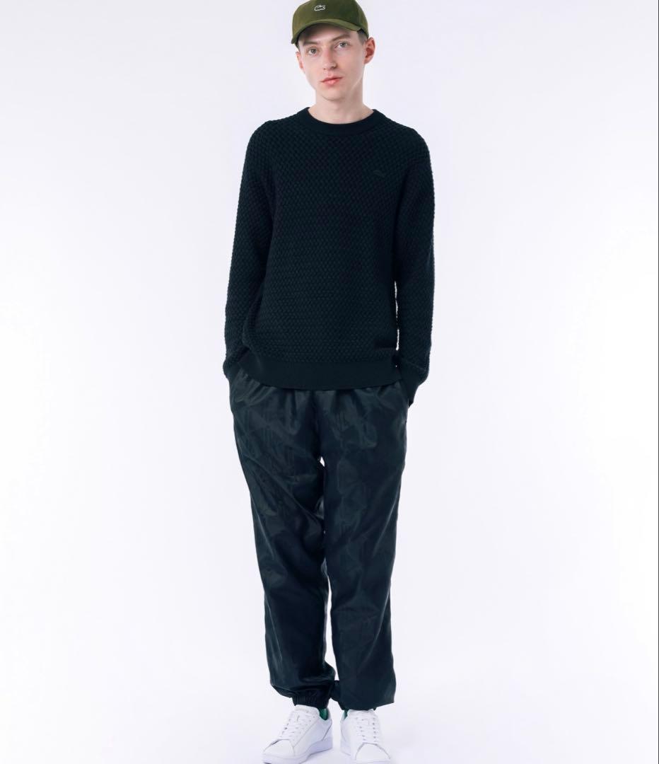 新品✨ラコステ　ローゲージバスケット編みニットクルーネックセーター　ネイビー　S