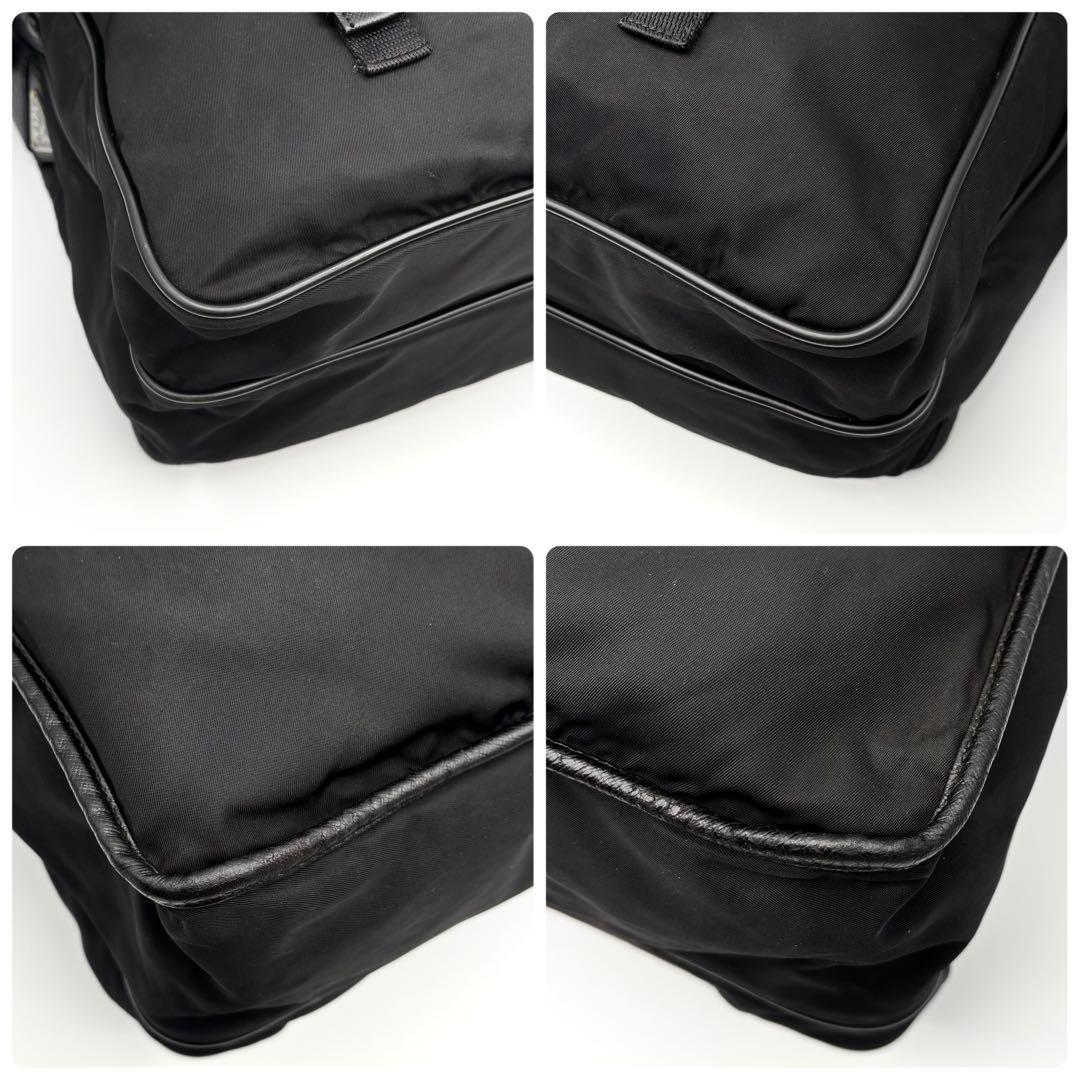 【A4収納可】プラダ　メッセンジャーバッグ サフィアーノレザー　大容量　ナイロン