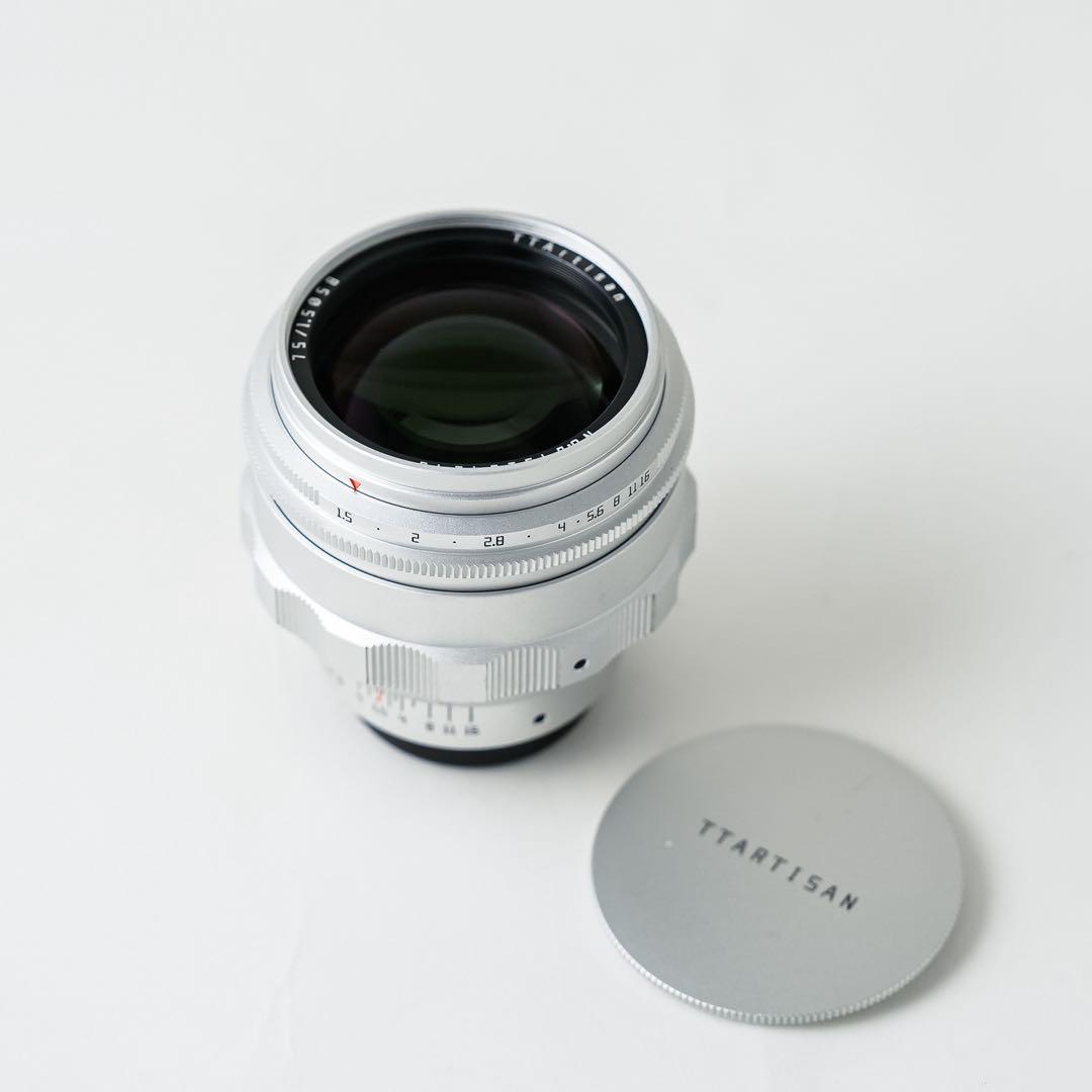 美品　TTArtisan 75mm F1.5 シルバー M42 グルグルボケ
