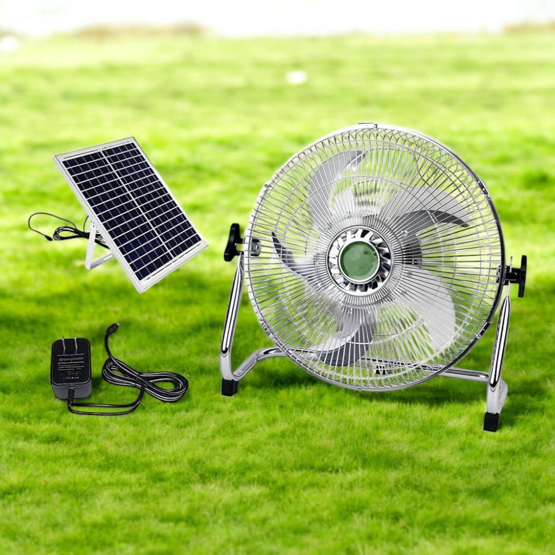 ソーラーファン 充電式 扇風機 ソーラーパネル付き 静音 強風 風量12段階調節