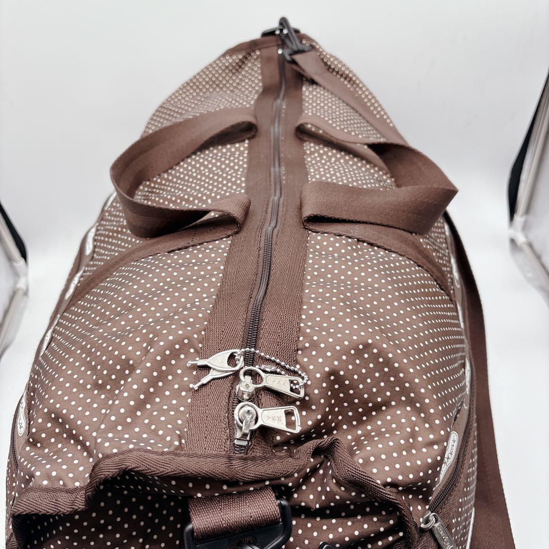 美品✨レスポートサック ボストンバッグ ドット柄　旅行バッグ 鍵付き ブラウン